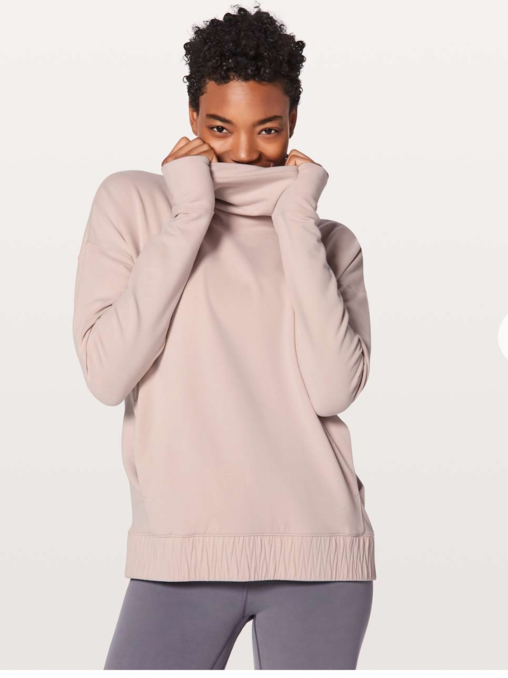 O lululemon athletica Stress Less Dusty Pink Turtle Neck Sweater Size 4